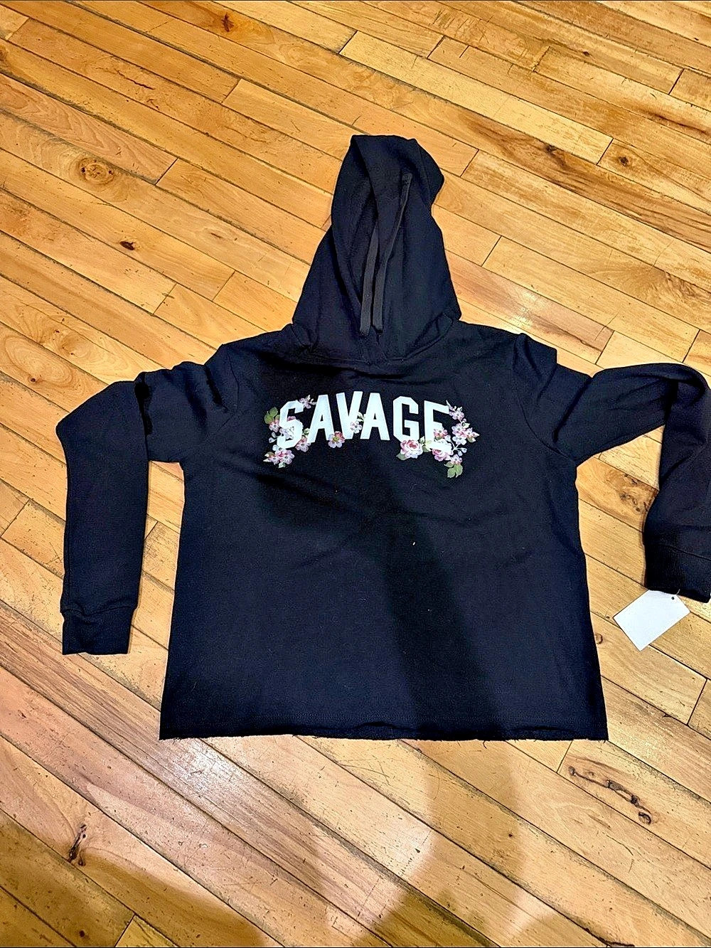 Modern Lux SAVAGE Graphic Hoodie Floral Graphic Hoodie in Black Size Small NWT